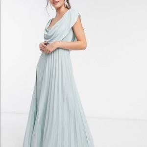 Cowl Neck Pleated Gown
